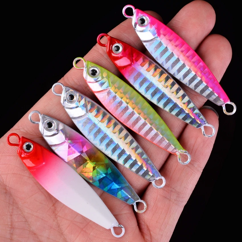 Plantilla giratoria de Metal, cebo duro de 7g/10g/15g/20g/30g/40g, pesca Jigging señuelo de agua salada, cebos de hundimiento de cuerpo láser, aparejos de pesca de carpa - imagen 5