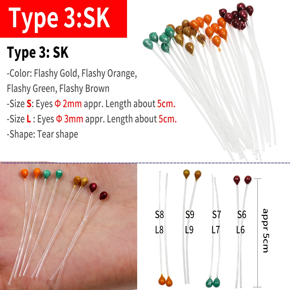 WIFREO 20 piezas ojos de cangrejo y camarón materiales para atar moscas 2 y 3mm ojos de señuelo para agua salada y Lucio moscas ojo de pesca - imagen 4