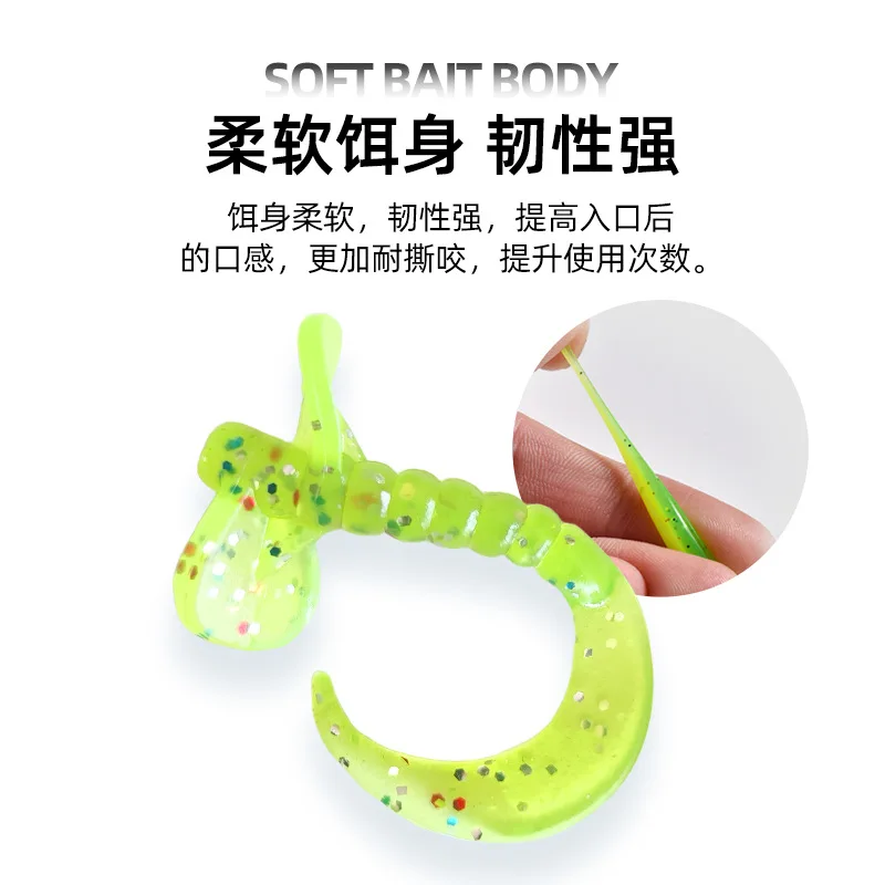 10 Uds. Señuelos blandos de gusano de cola larga Swimbaits 50mm 1,7g Jig Wobblers aparejo olor con sal cebo Artificial de silicona Bass Carp Pesca - imagen 3