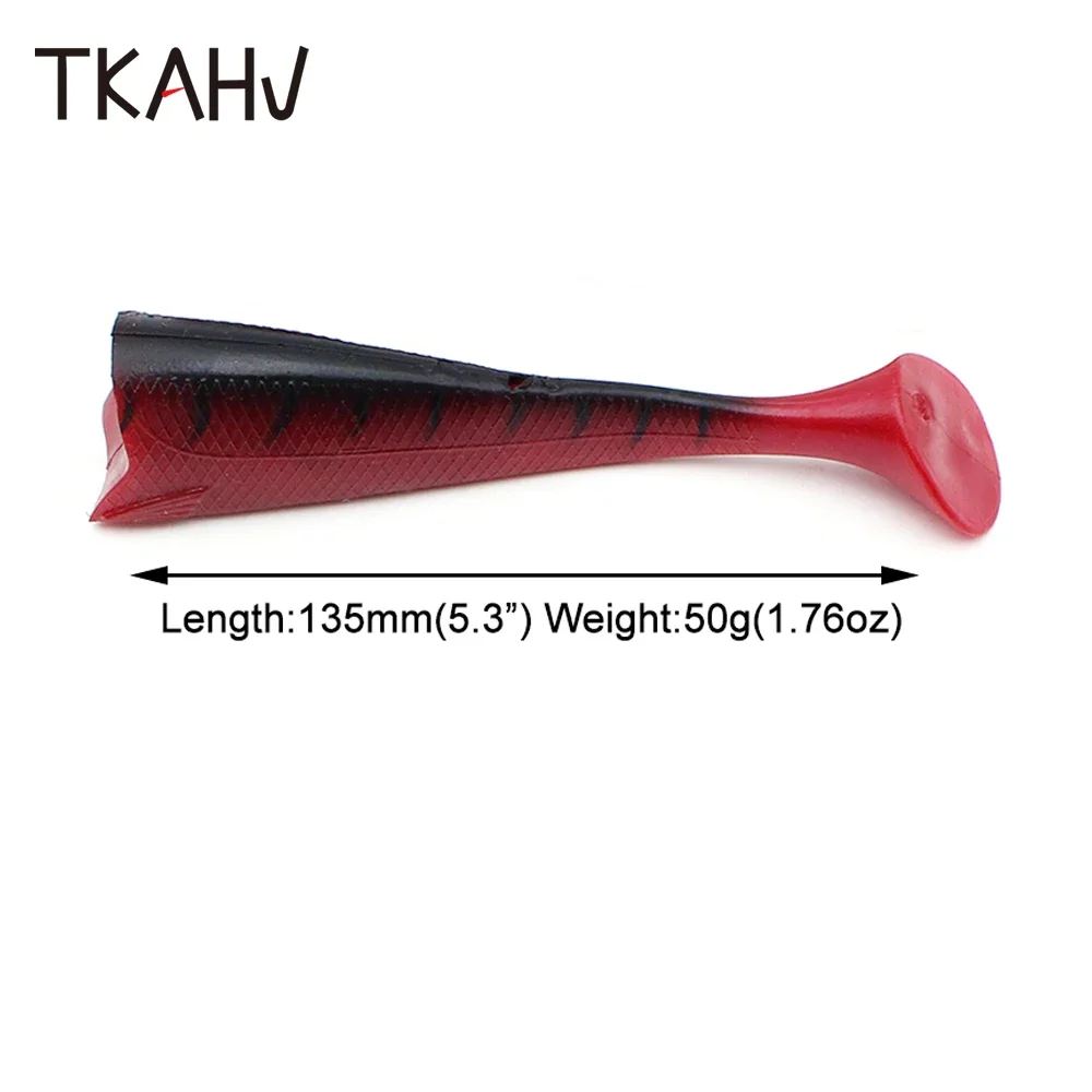 TKAHV-cebo de pesca de sábalo grande, cola en T, Artificial, silicona, Lucio, hundimiento, Jigging, Wobbler, aparejos de goma, 1 ud., 135mm, 50g - imagen 2