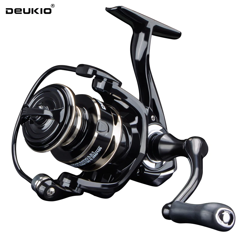 Nuevos carretes giratorios DEUKIO, Metal ultraligero, relación de engranaje 5,2: 1, 3 + 1BB, arrastre máximo de agua salada o dulce, carretes de pesca con señuelo de 6kg - imagen 2