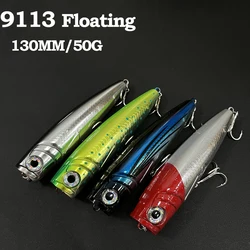 Señuelo de pesca Poppers grandes de 13cm y 58g, superficie de arrastre de agua salada de mar, cebo Artificial para lubina, atún, Topwater, Swimbait, accesorios de pesca