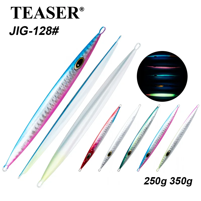 TEASER-señuelo de pesca J128 de metal duro, anzuelo luminoso de hundimiento para mar profundo, 500g, 600g y 700g