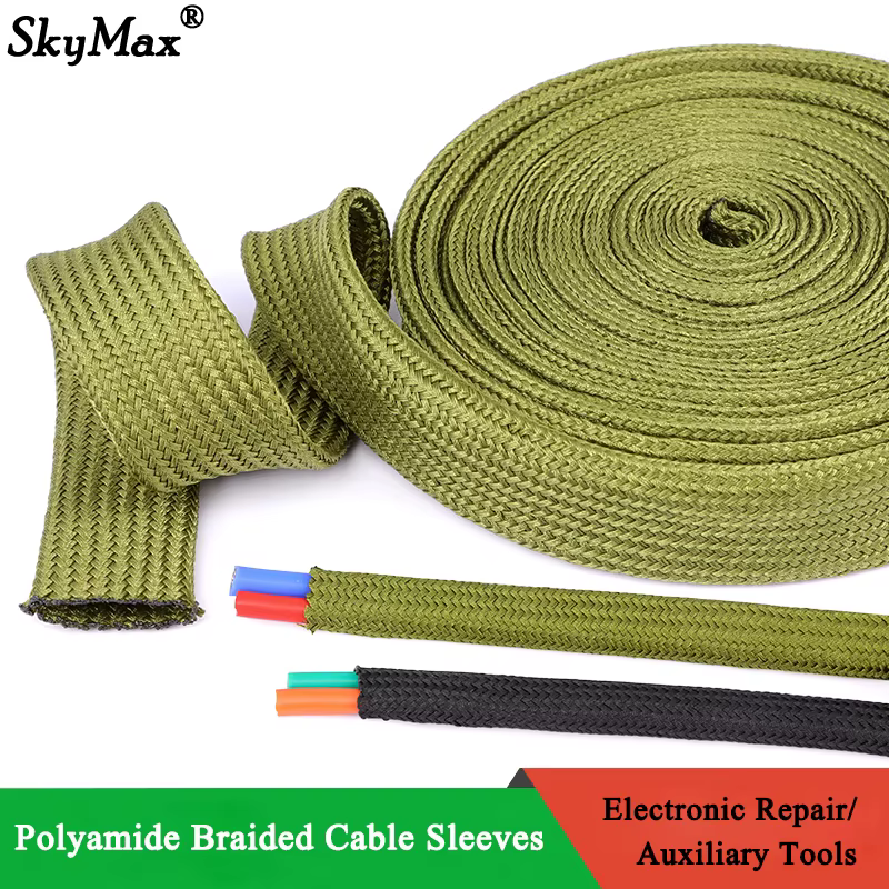 Manga de Cable trenzado de poliamida 2,5 4 6 8 10 12 14 16 ~ 60mm protección de Cable de funda aislante expandible de nailon de alta densidad apretado