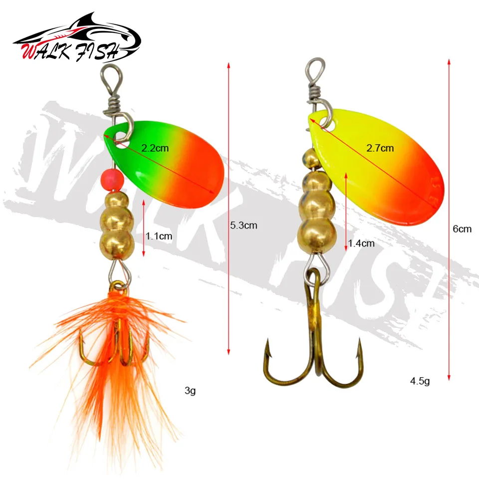 WALK FISH-señuelo de pesca con lentejuelas de rotación, 3g, 4,5g, cebo giratorio, señuelos artificiales de Metal, Spinner de lubina mandarín, cebos compuestos - imagen 2