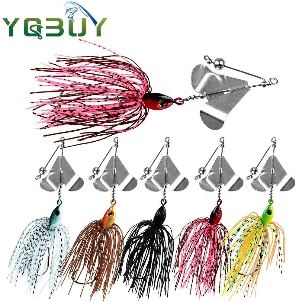 Spinnerbait Buzzbait multicolor metálico para lubina, trucha y salmón