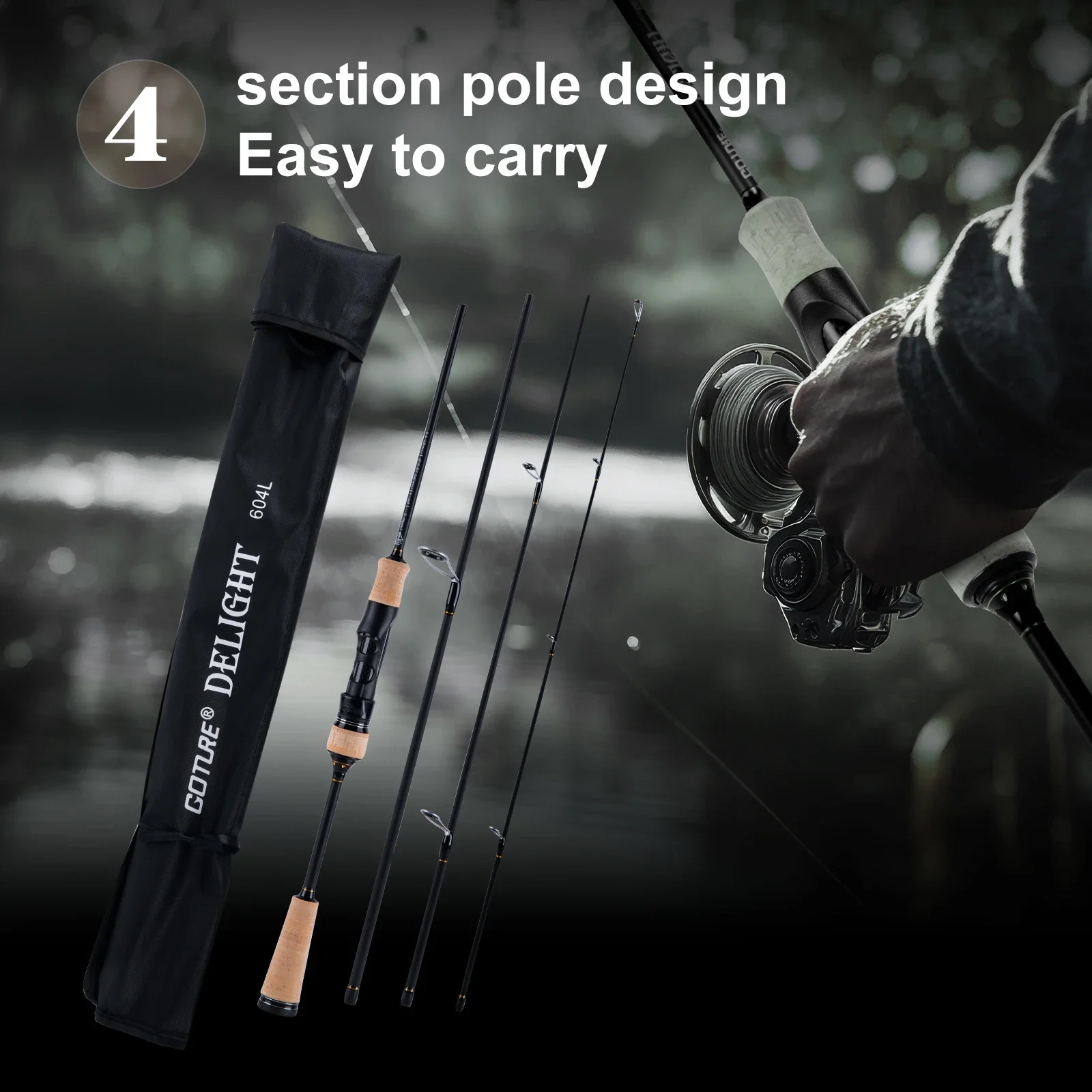 Goture DELIGHT 1,8 m-2,2 m anillo guía Fuji caña giratoria de pesca de trucha mango de madera ultraligero poste de agua dulce de agua salada - imagen 3