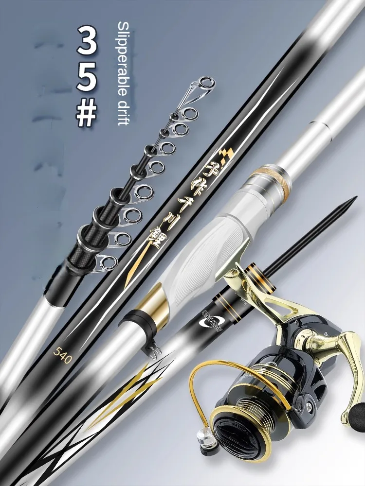 Caña de pescar ultraligera superdura, caña de pescar telescópica de fibra de carbono, giratoria, para mar, 3 #5 # - imagen 3