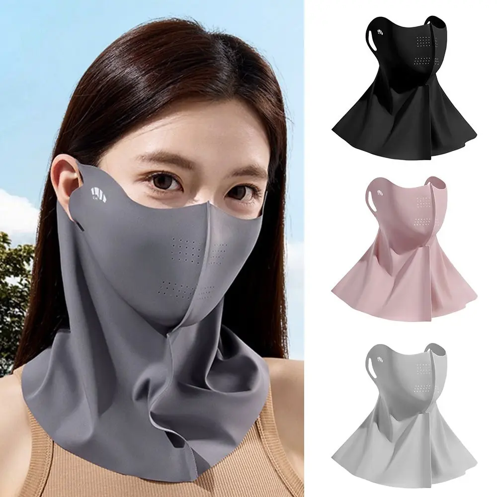 Máscara de protección solar de seda de hielo a la moda UPF50 + cara completa Anti-UV bufanda para el cuello protección del cuello sombrilla transpirable máscara facial de verano