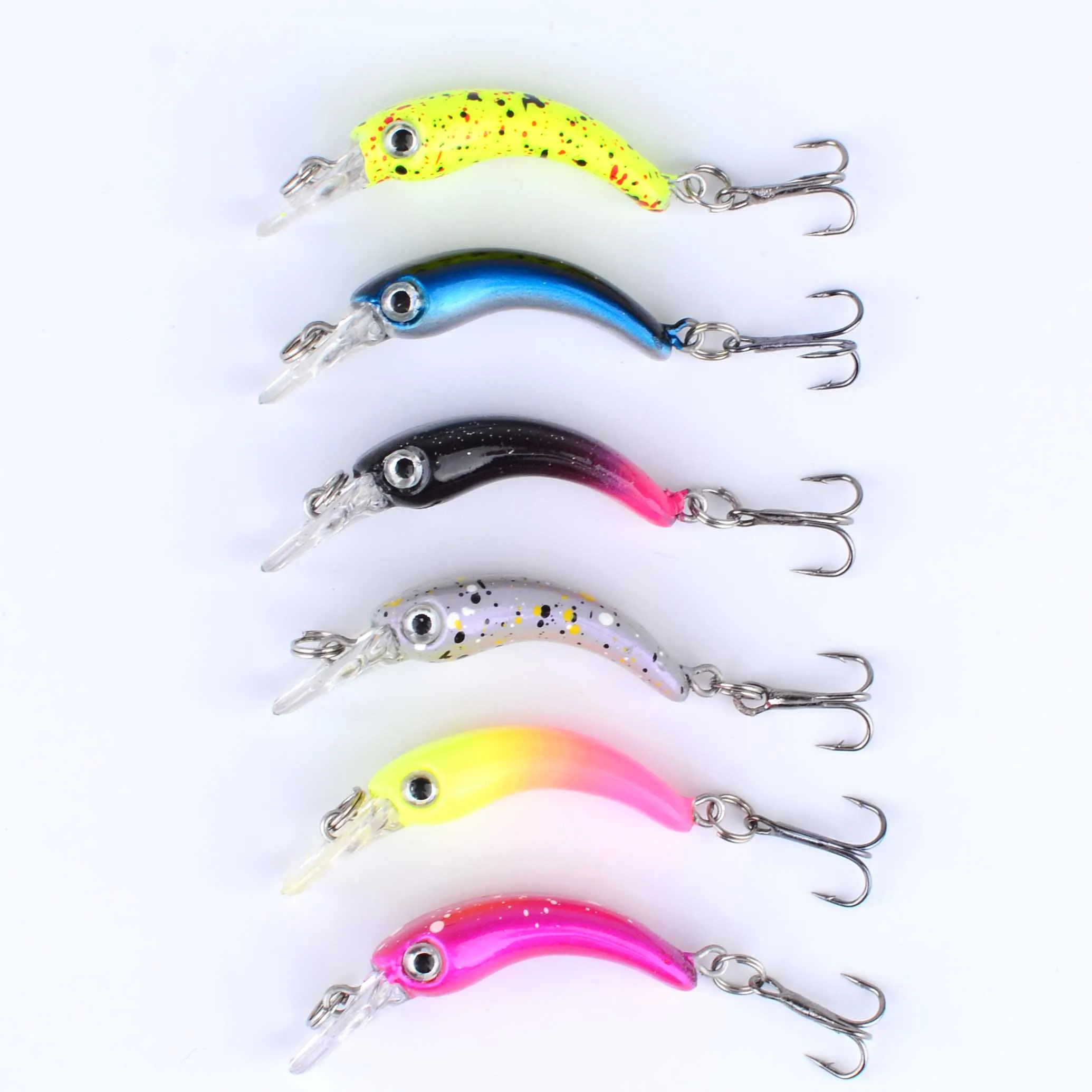 6 uds señuelo de pesca Mini Crankbait Wobblers aparejos de pesca manivela de pececillo de agua dulce cebo duro Artificial lubina - imagen 5