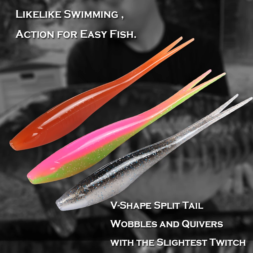 JOHNCOO-señuelo de pesca con cebo blando flotante, 3 uds., 180mm, cola dividida en forma de V, Swimbait, gusano, Topwater, 18g - imagen 5