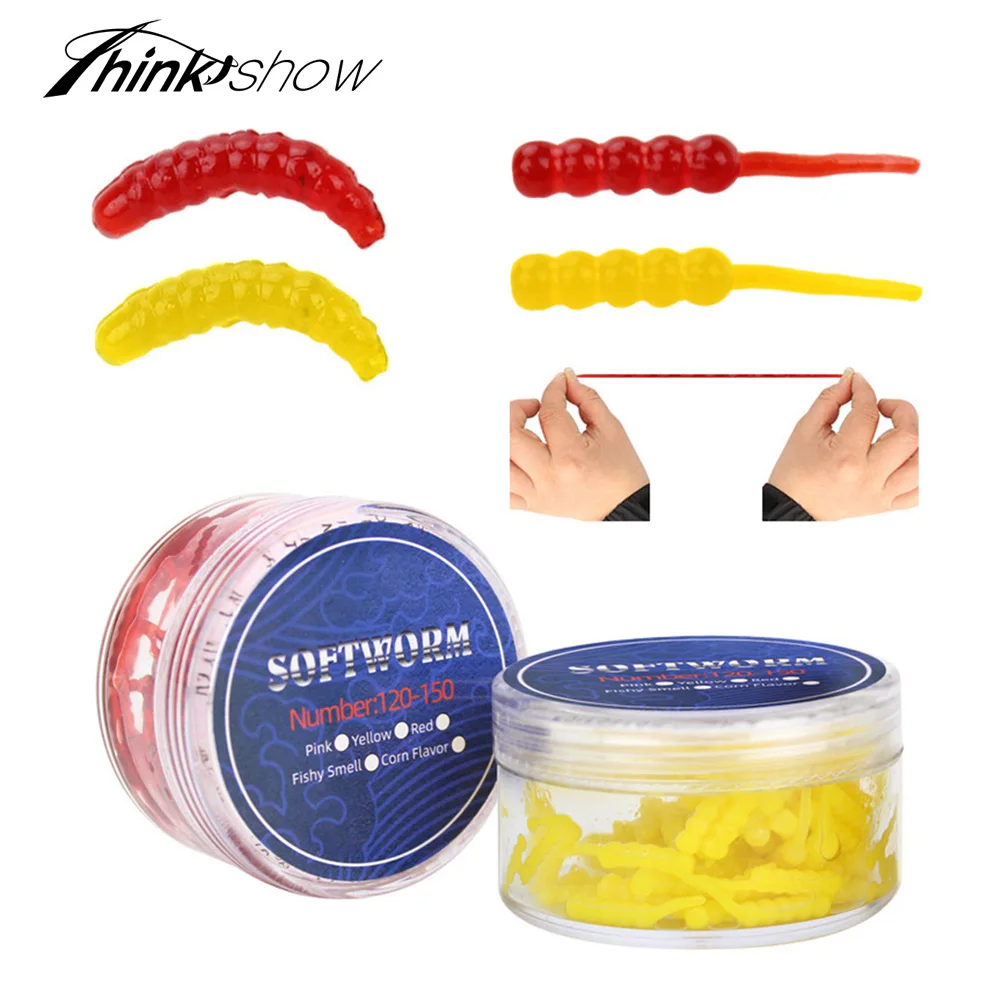Señuelo de pesca, cebo amarillo, rojo, gusano, señuelos blandos, lombriz de tierra, cebos de goma artificiales, olor a pescado de maíz, cebo suave de simulación, venta al por mayor