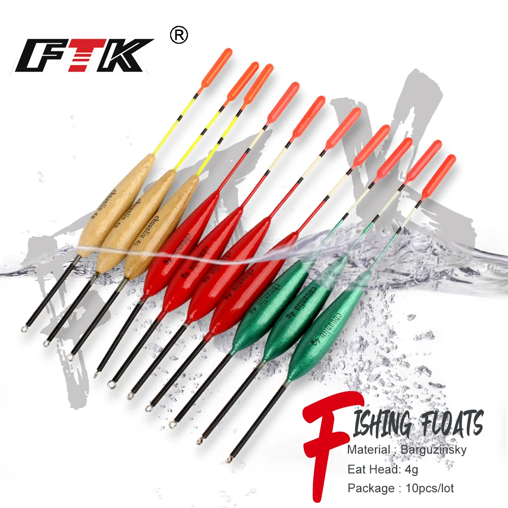 FTK-flotador de Pesca de tamaño 4g, boya Vertical, aparejos de Pesca, 10 unids/lote por paquete