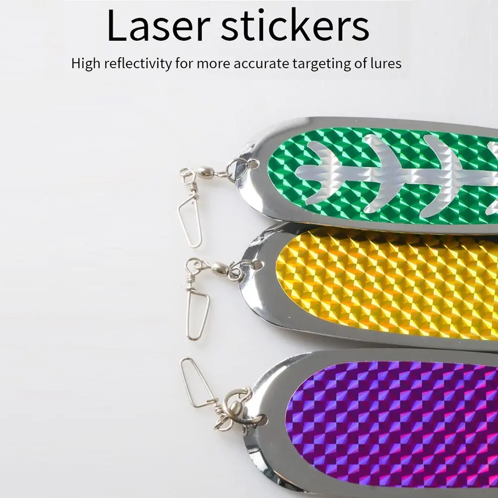 Tres pegatinas láser con diferentes colores