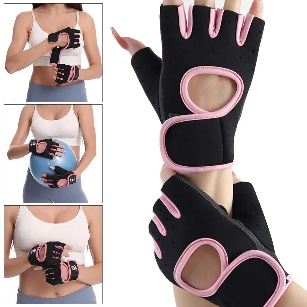Guantes deportivos de medio dedo para hombre y mujer, guantes de muñeca de entrenamiento, resistencia antideslizante, levantamiento de pesas, 1 par - imagen 4