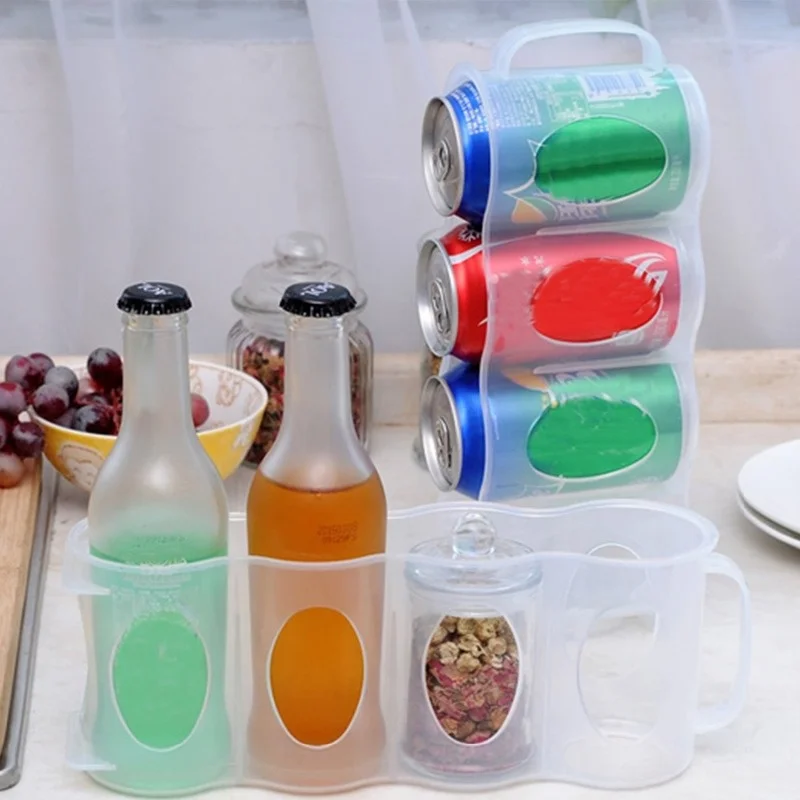 Caja de almacenamiento de latas de bebidas y refrescos de cerveza, soporte para botellas de bebidas para nevera de cocina, organizador de almacenamiento de refrigeración, estante, 1 ud. - imagen 4