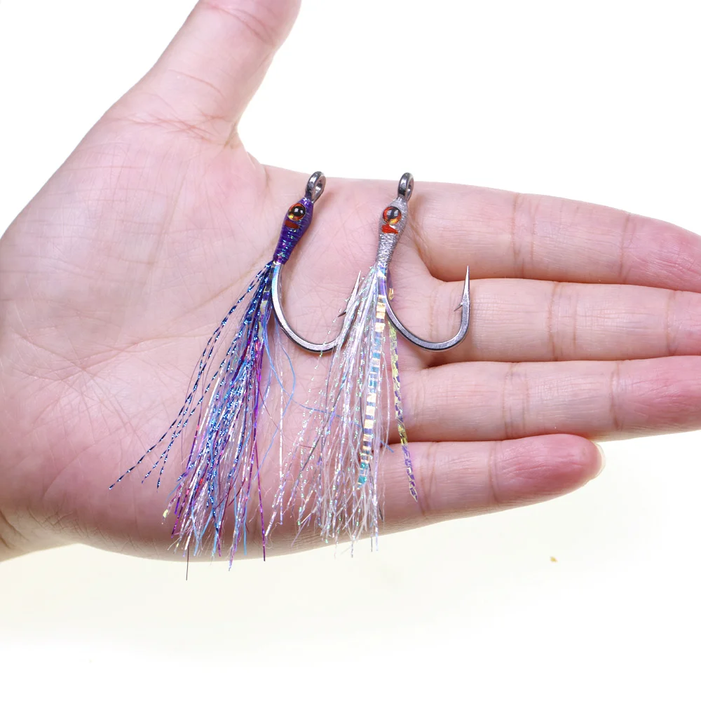 Wifreo 4 piezas # 4/0 pececillo epoxi mosca con púas gancho de acero inoxidable 3D ojo de pez cebo trucha Lucio agua dulce señuelo de pesca de agua salada - imagen 5