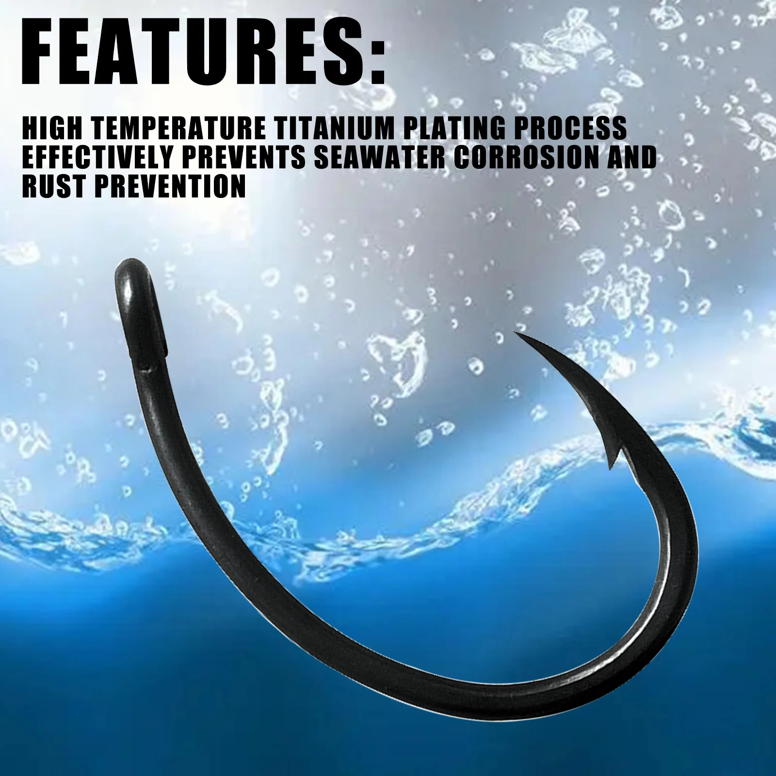 Anzuelos de pesca de carpa con revestimiento de PTFE, ganchos de púas de acero inoxidable de alto carbono, curvados, anzuelo de púas anchas, 50 piezas - imagen 3