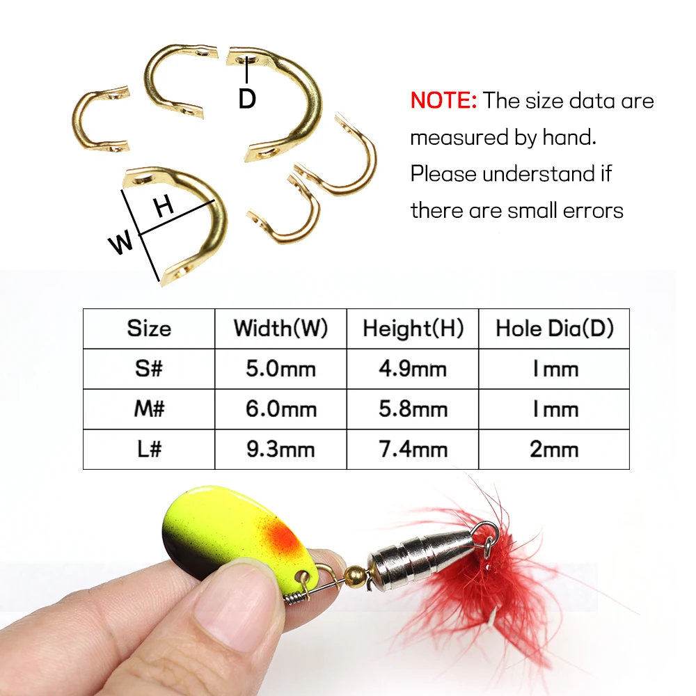Bimoo-Señuelos de Pesca de latón para manualidades, accesorios en forma de U, giratorios, fáciles de girar, S, M, L, 50 Uds. - imagen 3