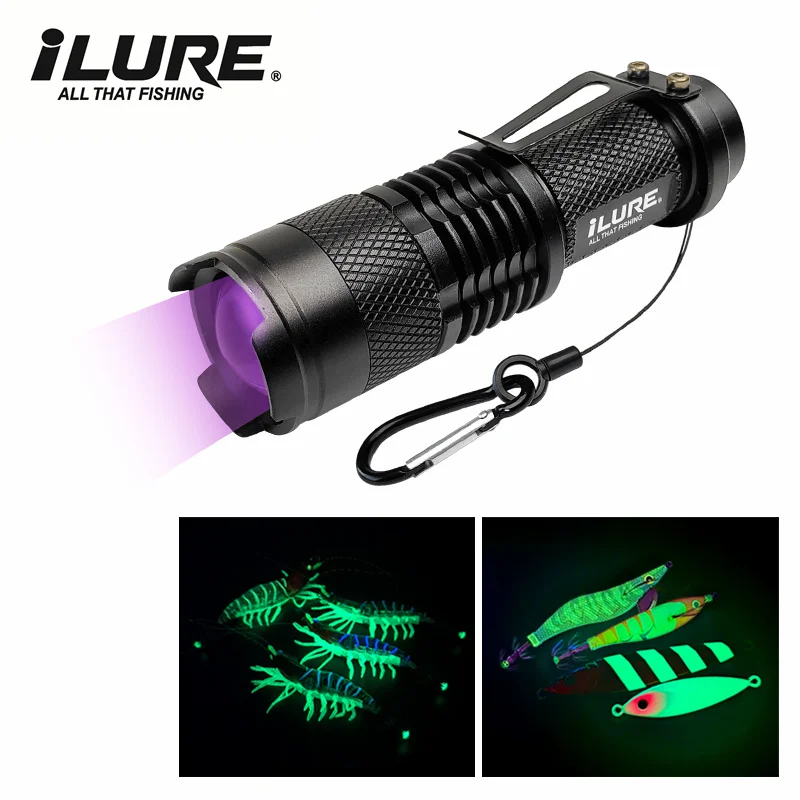 Nueva Mini linterna UV púrpura, señuelo de pesca de 395nm, anzuelo de calamar, suplemento de luz fluorescente, lámpara de detección, equipo de pesca - imagen 2