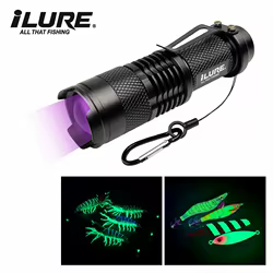 Mini linterna UV 395nm pesca fluorescente – Luz compacta púrpura