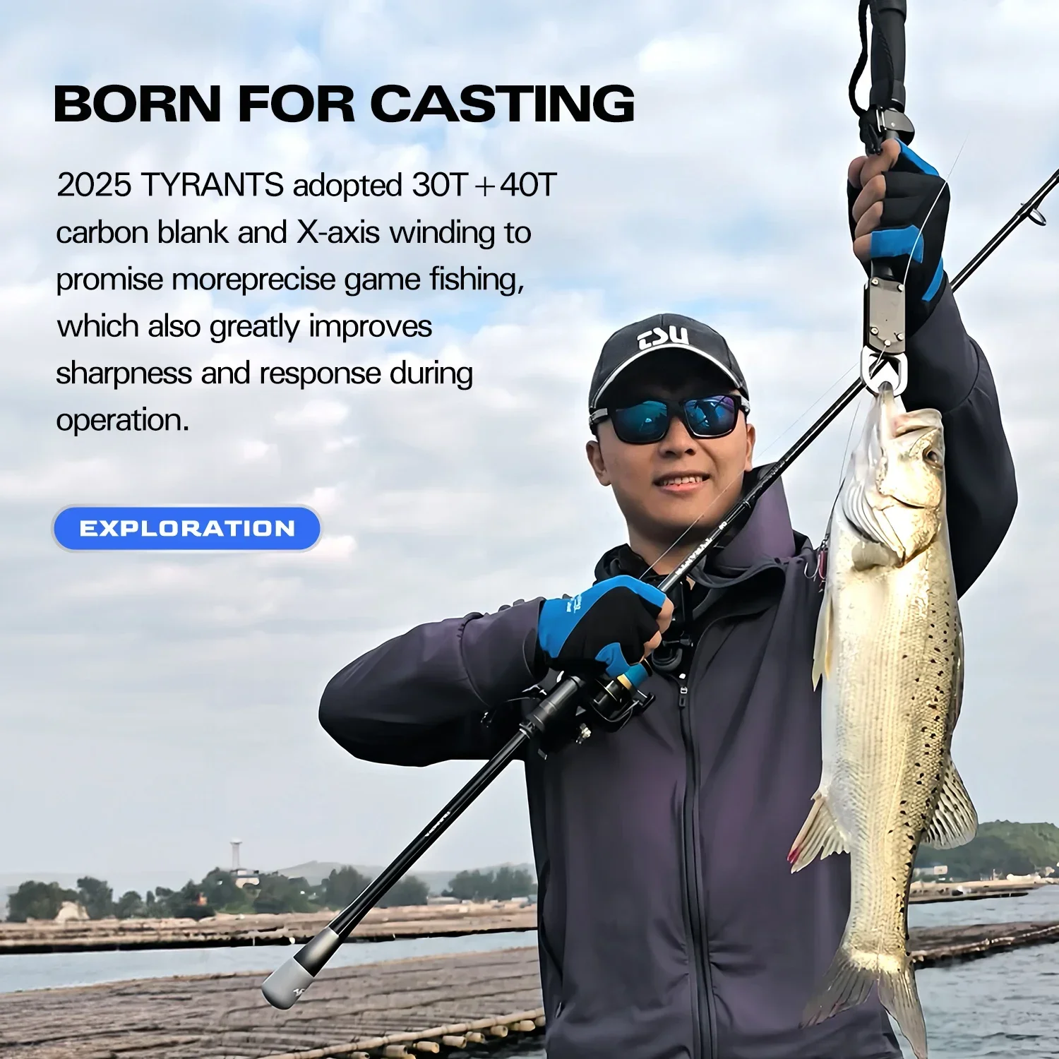 Caña de pescar de carbono TSURINOYA 2,7 m 2,4 m 2,9 m TYRANTS potencia 7-35g caña giratoria lubina melocotón costa océano playa 2 secciones pez plano - imagen 2