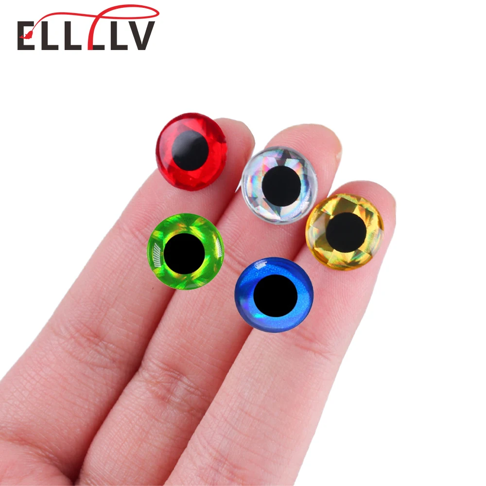 Elllv 2mm ~ 18mm 100 Uds. Ojos de pez epoxi holográficos 3D DIY Material de fabricación de señuelos de pesca para Jig señuelo Crankbaits Popper Streamer
