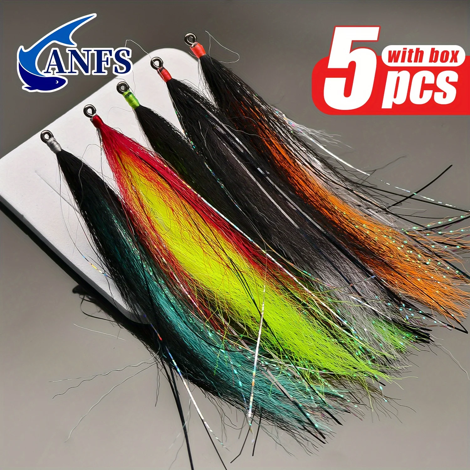 ANFS 5 uds Streamer Fly colores surtidos con caja de almacenamiento-cebos de pesca con mosca para pesca de trucha, salmón, Lucio y lubina - imagen 2