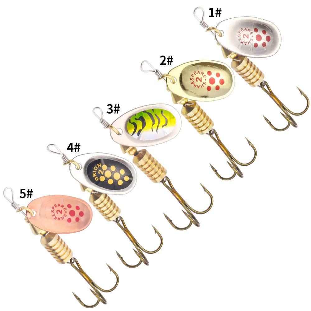 Kit de caja de 5 uds., 7g, 5,9g, cuchara giratoria, cebo de Metal, señuelo de pesca, lentejuelas, Crankbait, cuchara, cebos para lubina, trucha, perca, Lucio, carpa - imagen 4