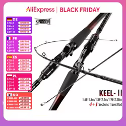 Kingdom Travel-caña de pescar Keel-II, 4 + 1 secciones, señuelos para trucha, hueso giratorio, ultraligero para Lucio, cañas de pescar de fibra de carbono