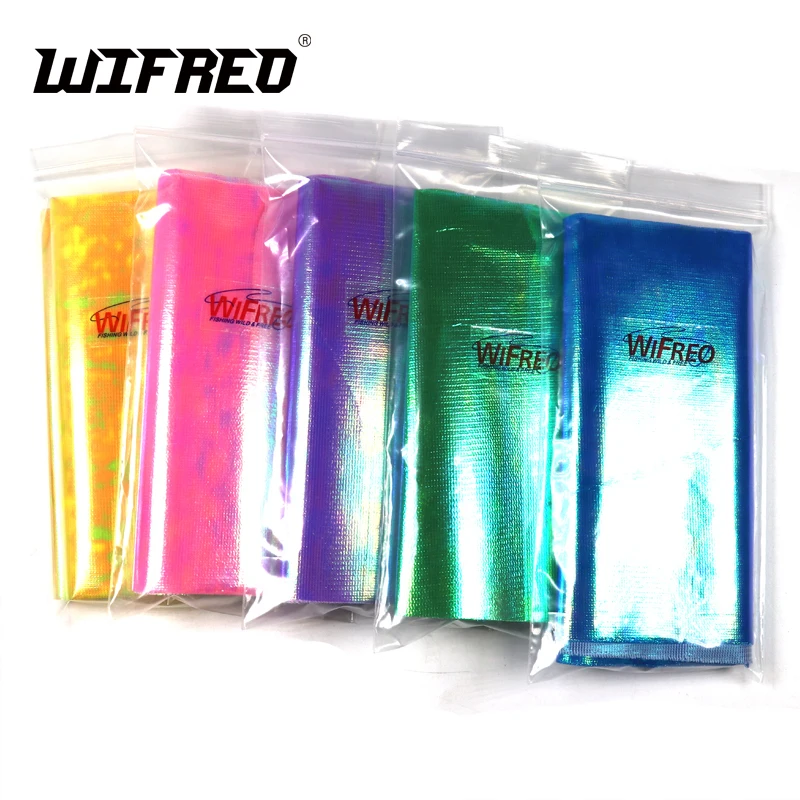 Wifreo, 5 bolsas X 15cmX110cm, película Flash holográfica metálica reforzada, película duradera de piel de pescado Sabiki, Material de ala de gancho Assit