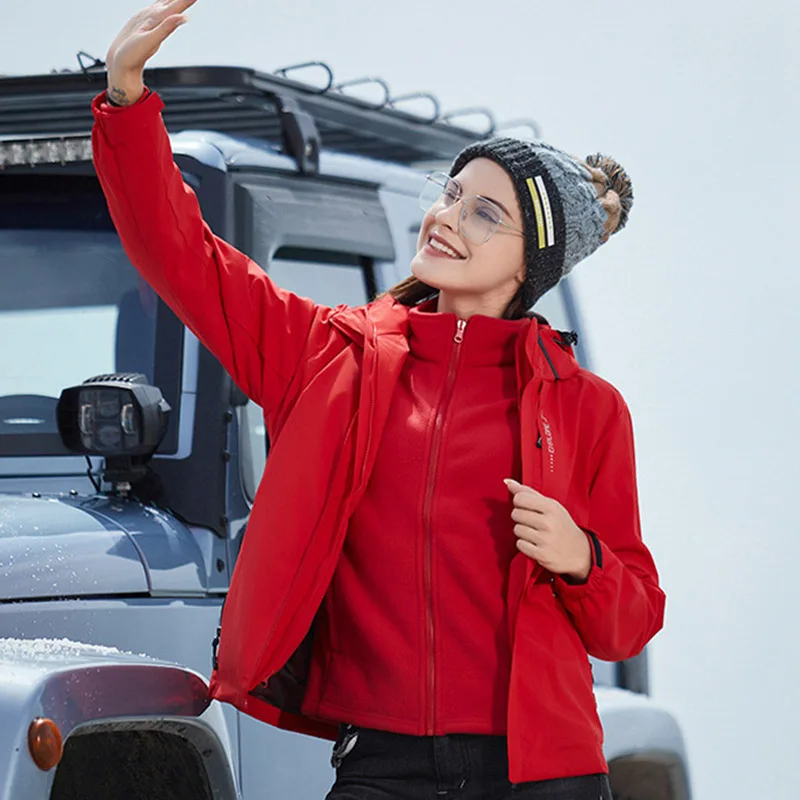 Chaqueta con capucha 3 en 1 para hombre y mujer, ropa de pesca cálida e impermeable, a prueba de viento, para invierno, XA117W - imagen 5