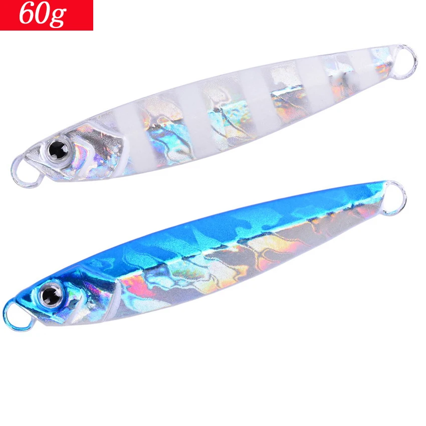 Señuelo de plantilla de Metal de 60g de peso, señuelo de pesca de brillo lento, sin gancho, 100mm, largo, para Orilla, cebo de mar Artificial, 1 unidad - imagen 4
