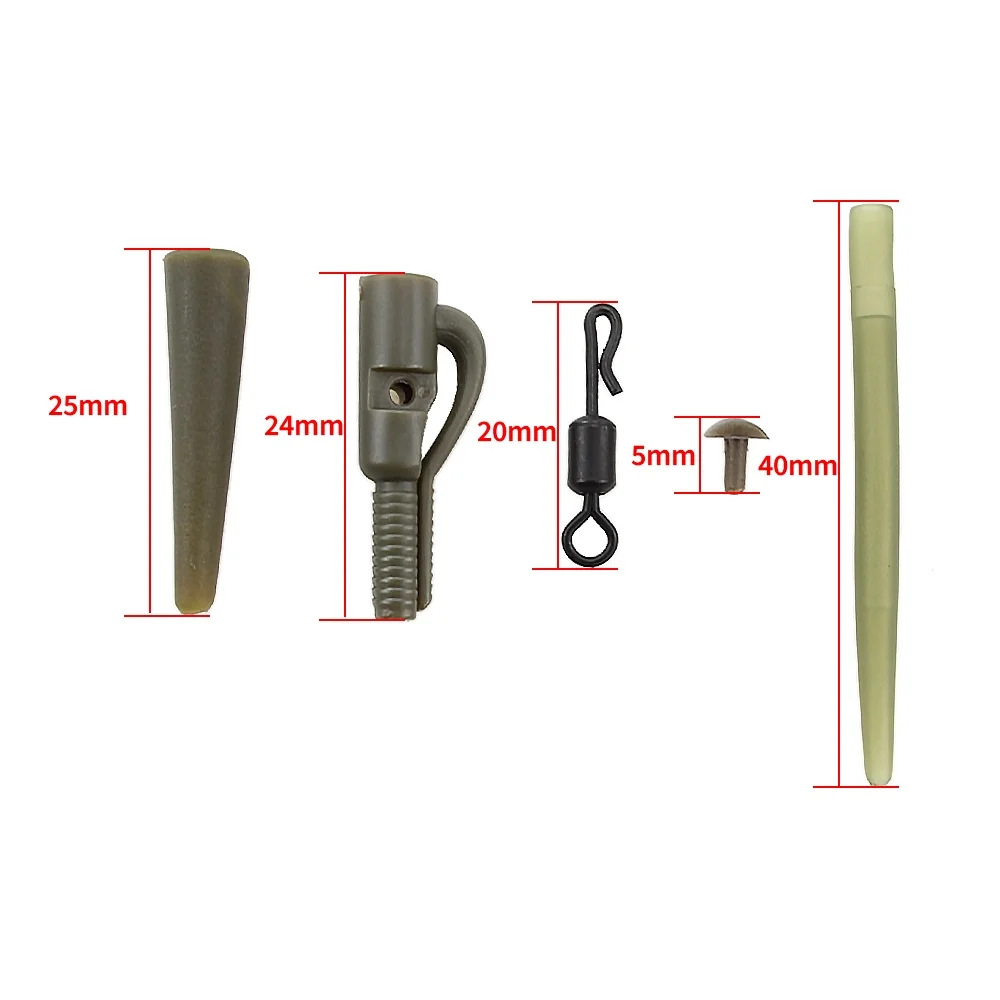 Hirisi Pinzas de plomo de seguridad para pesca de carpa, cono de goma de cola, manga antienredos, eslabones de cambio rápido, accesorios de pesca, M5-1 de aparejo, 40 piezas - imagen 3