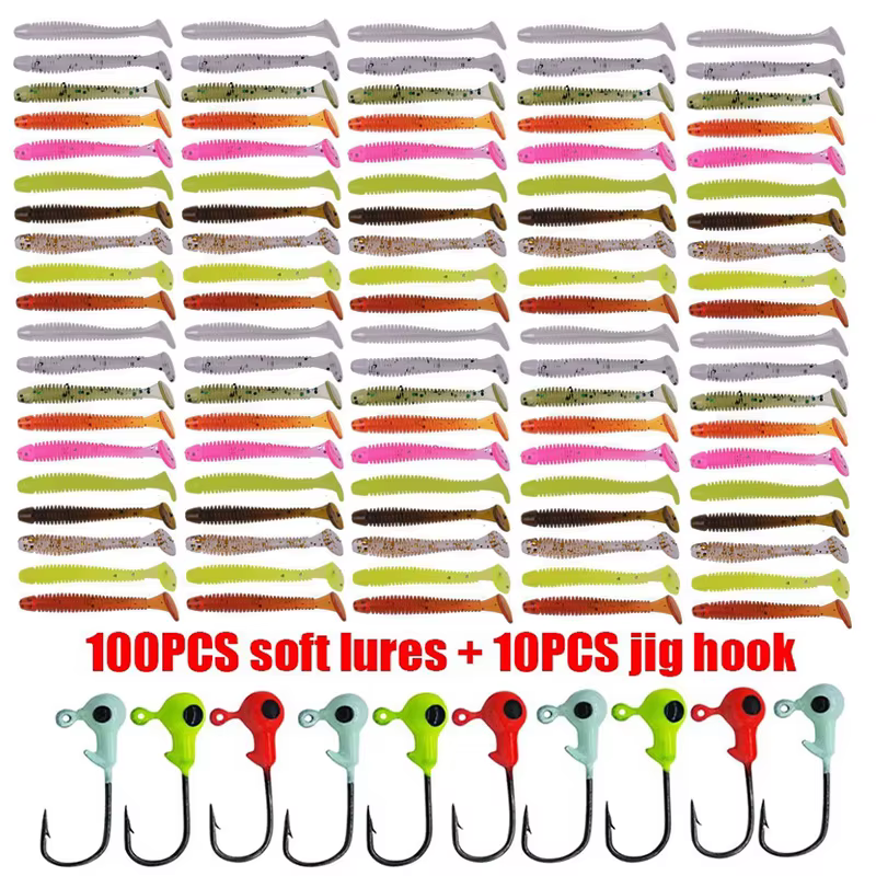 Jigs de plomo con swimbait silicona 10 colores para bass y carpa