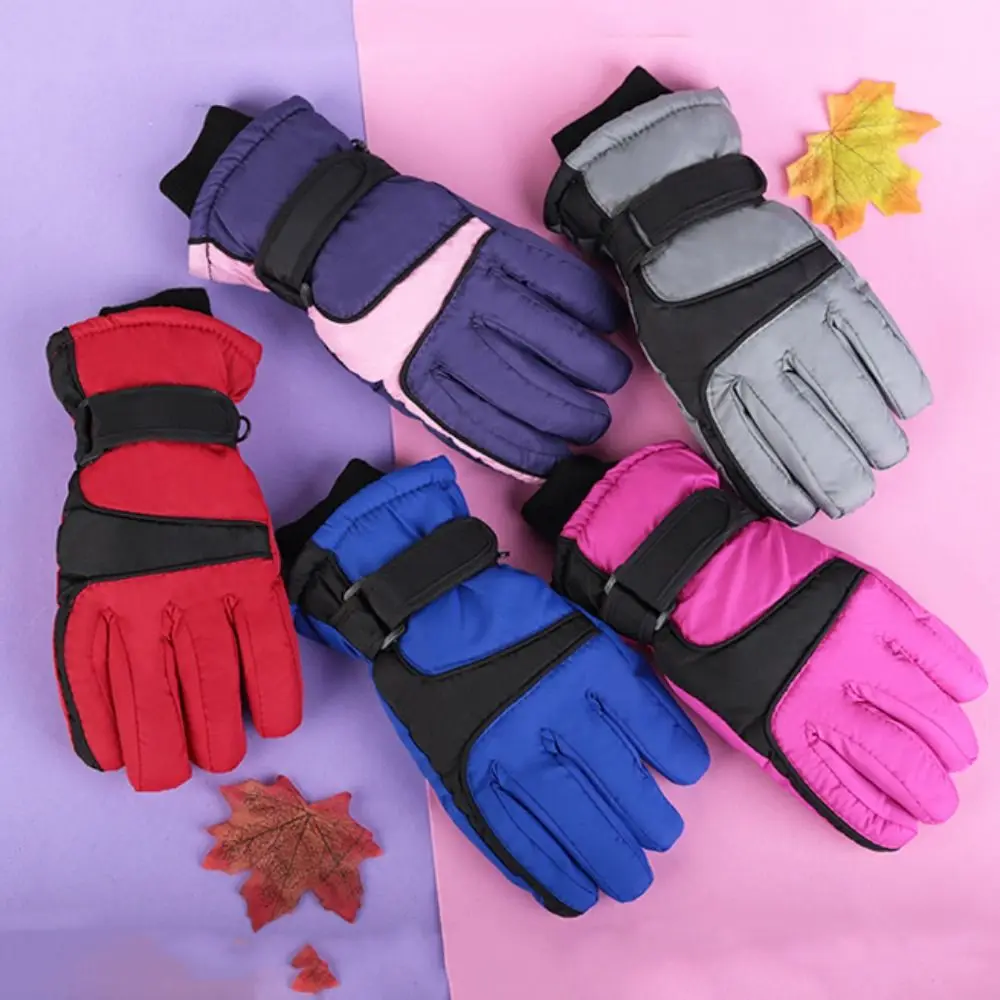 Prácticos guantes de esquí impermeables, guantes cálidos y gruesos para niños, antideslizantes, cálidos para dedos - imagen 5