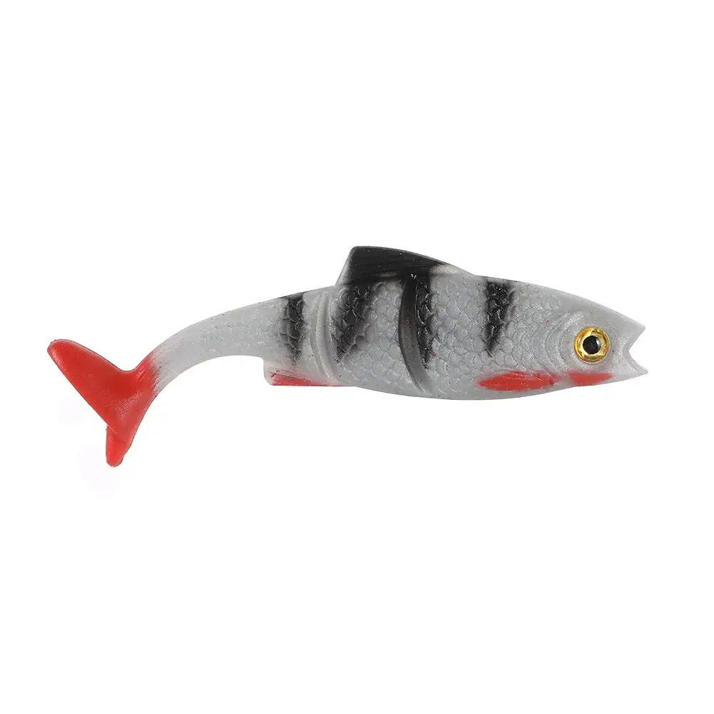 Señuelos de pesca suaves coloridos de 8cm, cola en T, ojos 3D, Swimbait Artificial de silicona, pez Artificial, cebo falso simulado, pesca en el mar - imagen 2