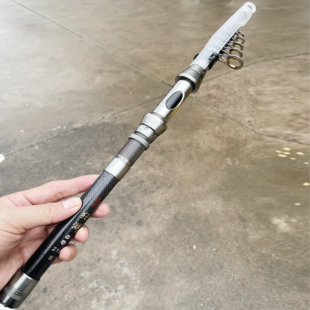 Caña de pescar de mar de carbono ultraligera, 1,5/1,8/2,1/2,4 M, caña de surf de viaje telescópica multifunción con gancho de línea, Kits completos - imagen 5
