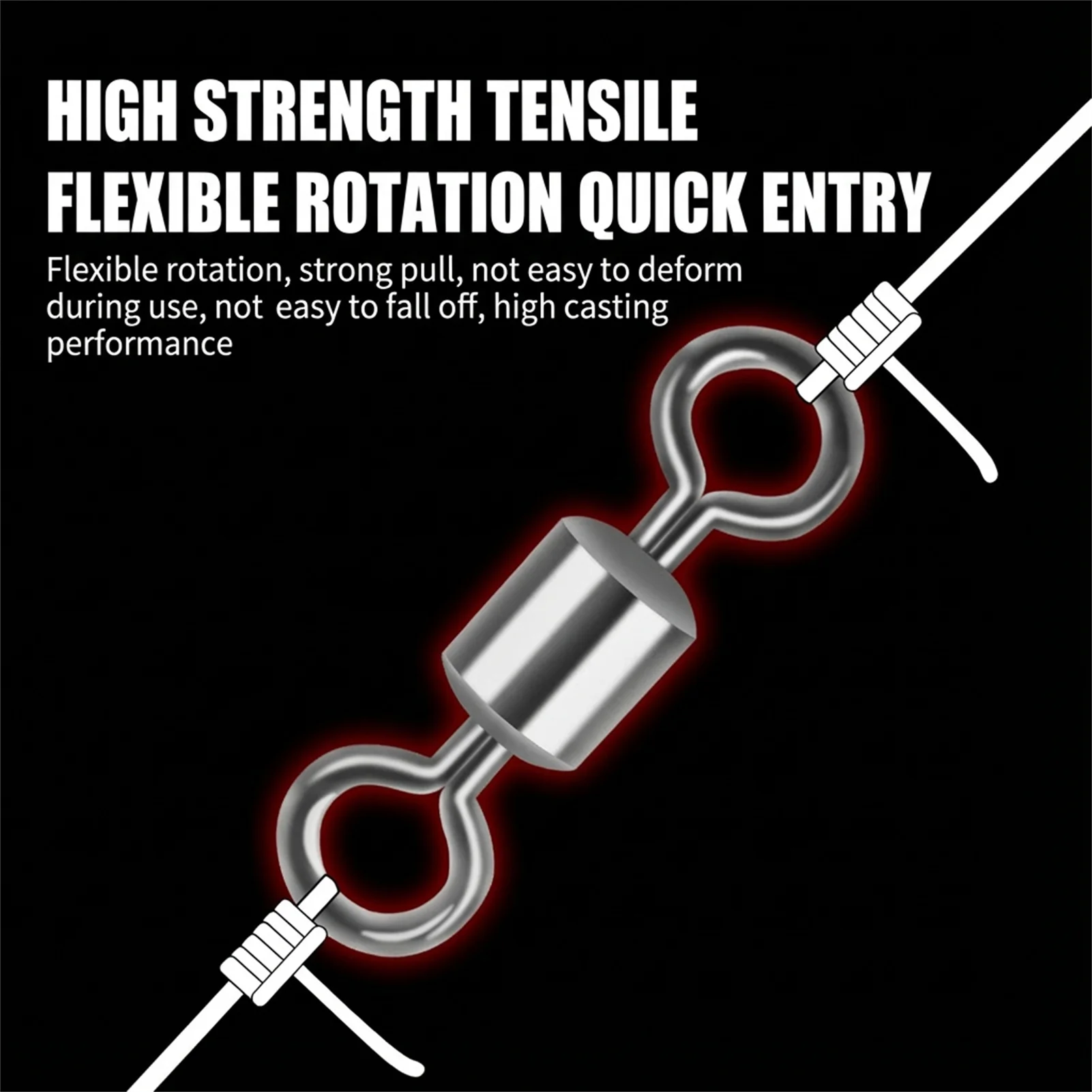 50 Uds. Conectores giratorios en forma de 8, anillo de conexión de caña de pescar de tensión fuerte, accesorios de pesca giratorios de enlace rápido Universal - imagen 2