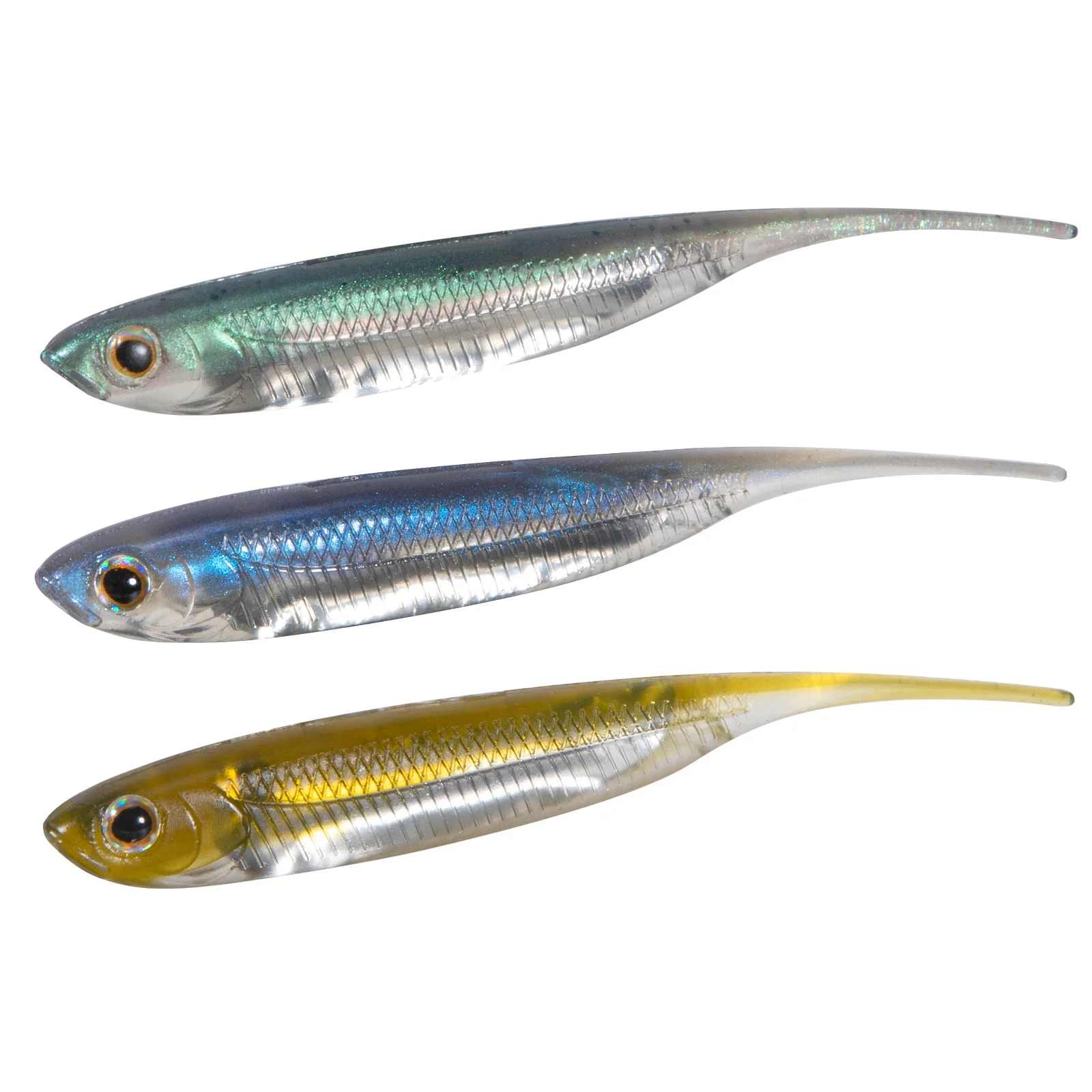Señuelos swimbait Shad Worm con cola de aguja para lubina y trucha