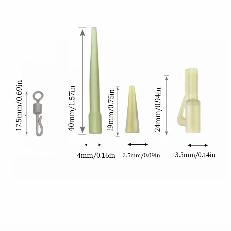40 unids/lote accesorios de pesca de carpa Clip de plomo cambio rápido cola giratoria mangas antienredos de goma para aparejos de pesca de carpa - imagen 2