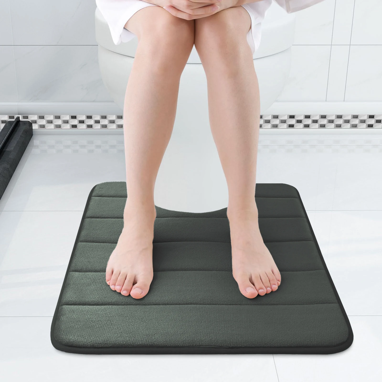Alfombra baño forma U antideslizante – Espuma viscoelástica absorbente - imagen 5