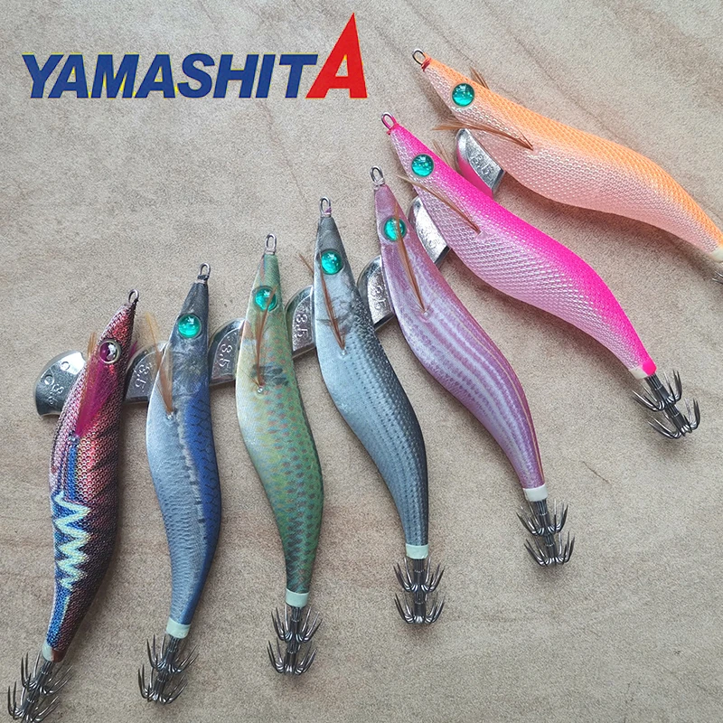 YAMASHITA-anzuelo de pesca de calamar, cebo de pesca de camarón de madera, sepia, pulpo, Japón, Wobblers leurre peche en mer flottant surface dur carnassier leure de pêche brochet - imagen 3