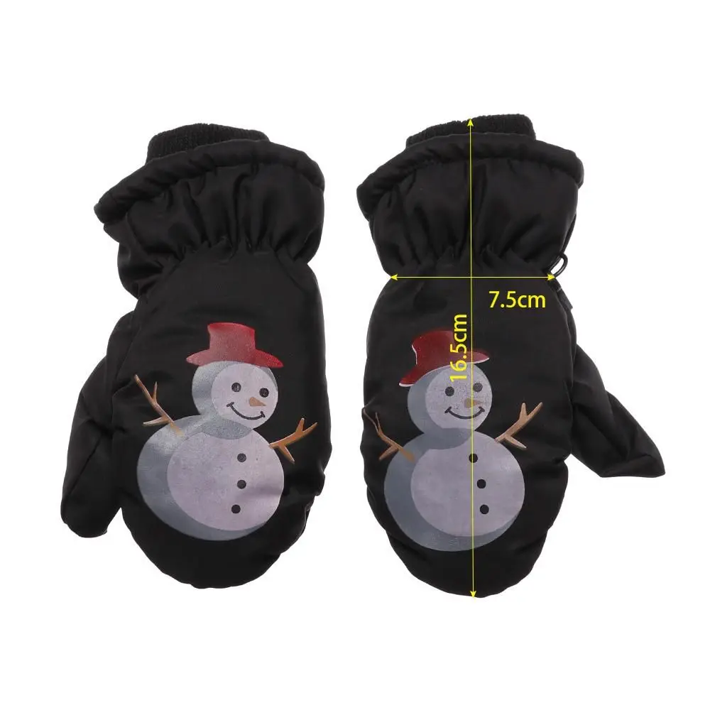 Guantes de esquí para niños de 0 a 5 años, antideslizantes, para deportes al aire libre, a prueba de viento, guantes de esquí para niños, manoplas de dibujo de muñeco de nieve gruesas de invierno - imagen 2