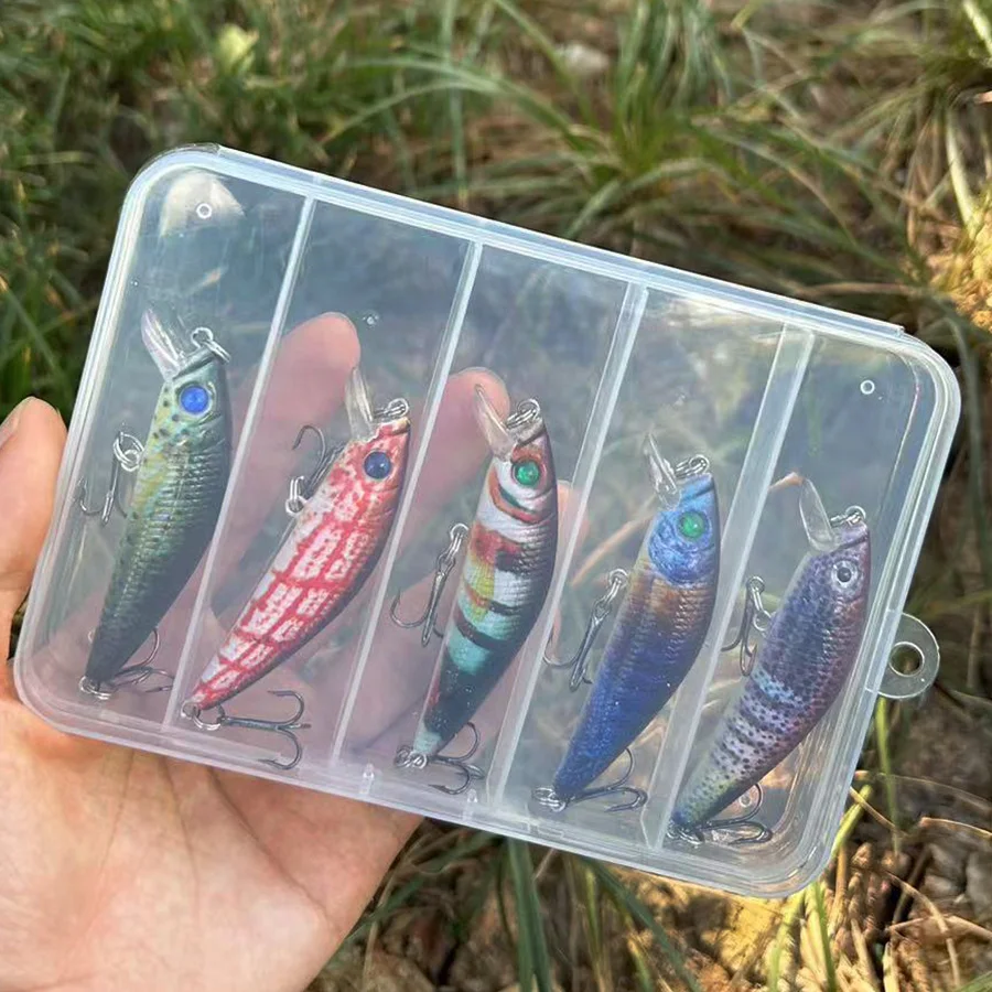 Jerkbait Minnow Crankbait Wobbler para señuelo de pesca, accesorios de aparejos, cebo duro Artificial, Swimbait, Mini lubina, Lucio, mar, 5 unids/lote por caja - imagen 2