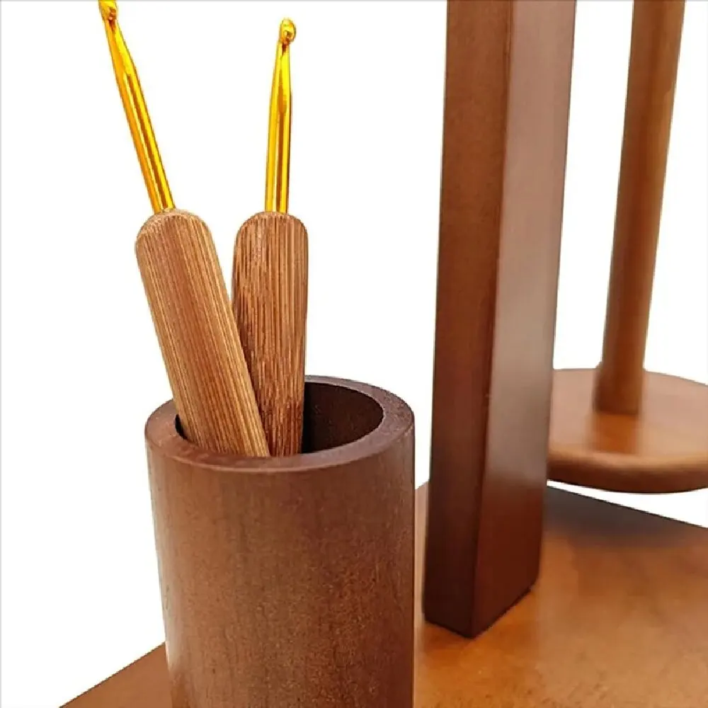 360° rotating spinning machine, wooden bobbin frame, spinning and weaving tool, crochet hook frame, rotating magnetic wire spool - imagen 3