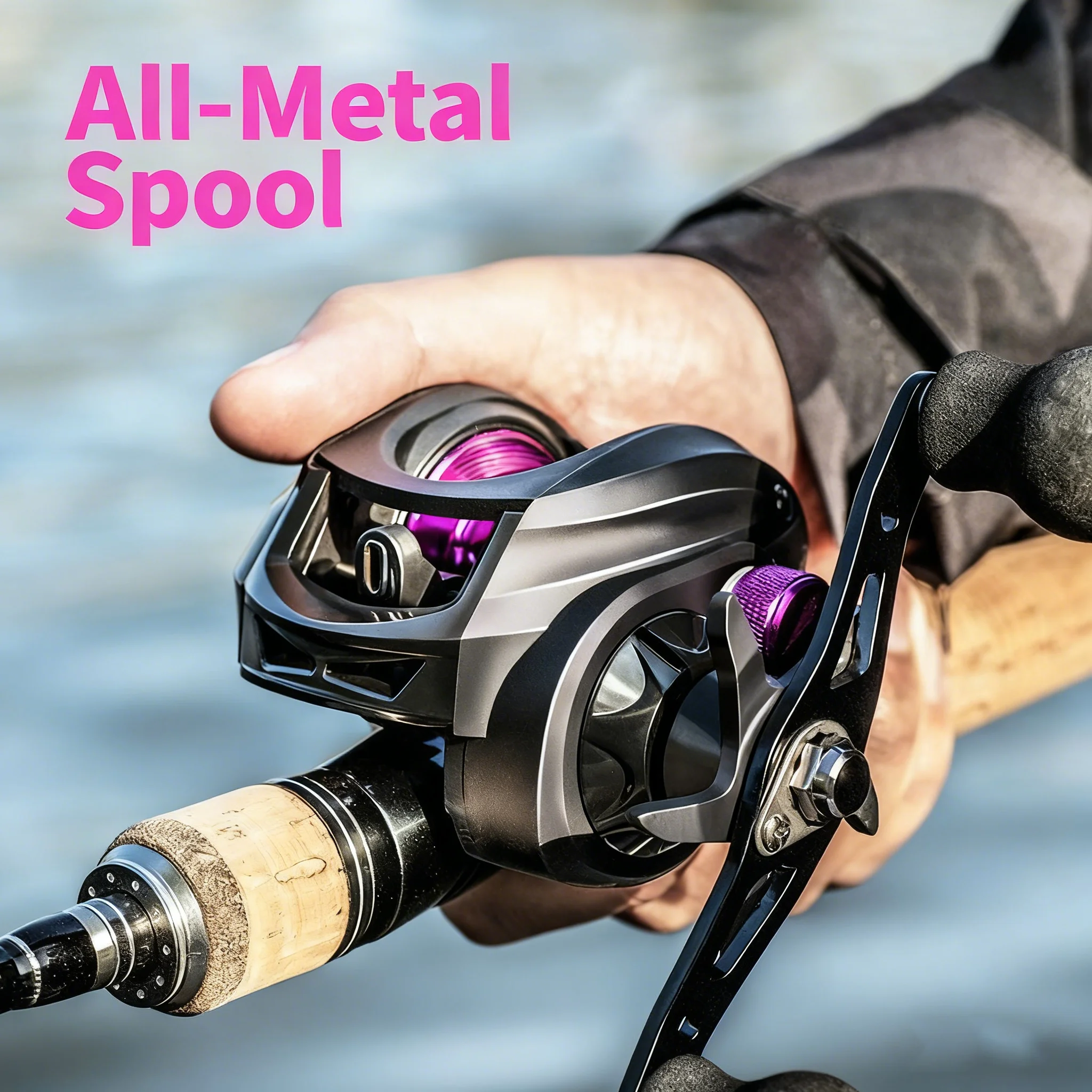 Carrete Baitcasting metálico con freno magnético para curricán - imagen 4