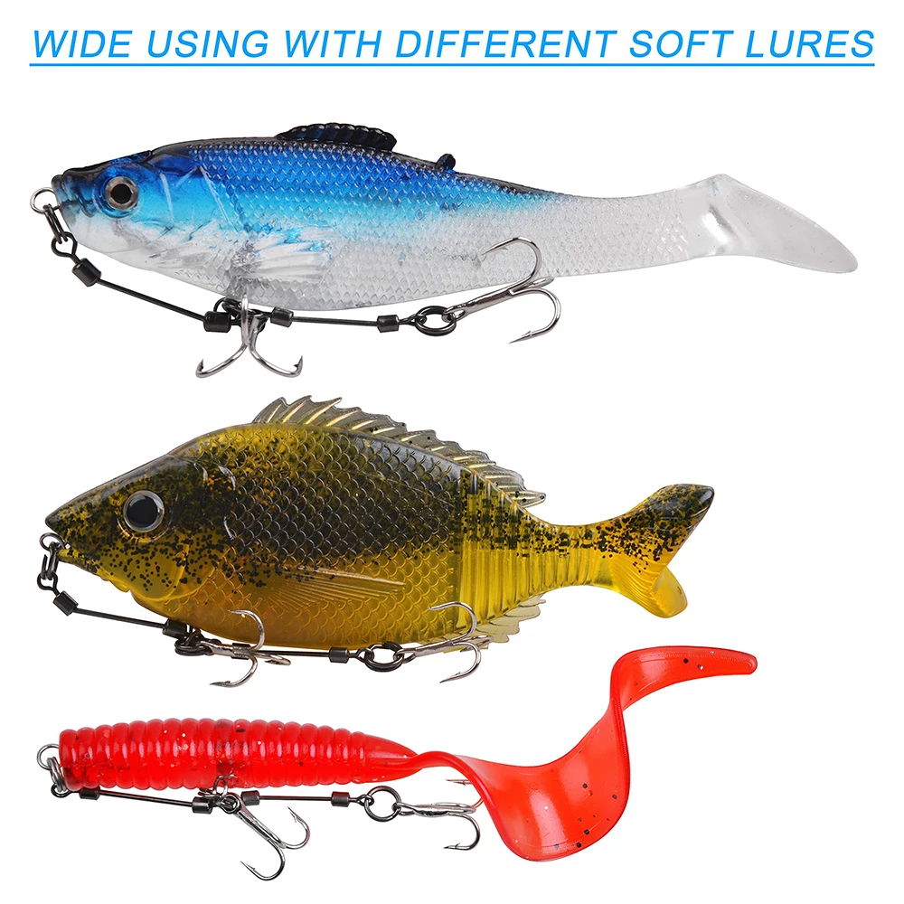 Ganchos Stinger para aparejos de pesca, Kit de 2 anzuelos triples con anillo de tornillo, conector giratorio, aparejos de rastreo de alambre líder de acero, 2 uds. - imagen 5