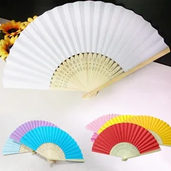 Abanico plegable de seda con encaje 7 pulgadas – Color sólido para bodas