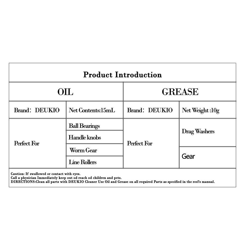 DEUKIO 2 unids/set grasa de aceite para carrete de pescado lubricante multiusos fácil de llevar grasa para carrete de aceite sintético lubricante para pesca con caña - imagen 2